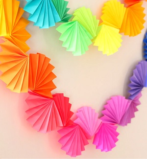 rainbow ombre paper fan garland