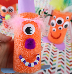 summer craft for kids pool noodle monsters