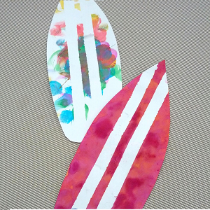 surfboard craft tape resist art for kids pin