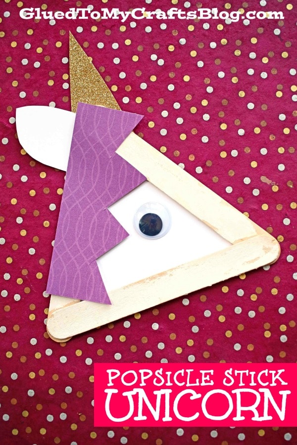 unicorn from popsicle sticks kid craft tutorial gluedtomycrafts