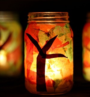 fall tree mason jar luminaries craft for preschool