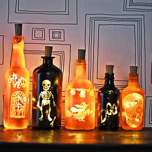 Array of DIY Halloween lights indoor s