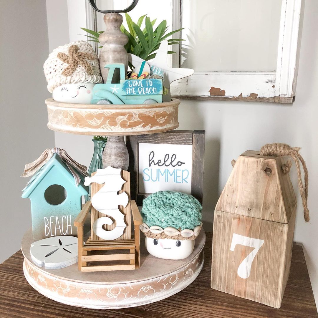 17 Best DIY Summer Tiered Tray Decor - Sparkling Boy Ideas