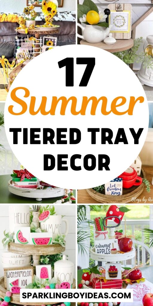 simple diy summer tiered tray decor ideas