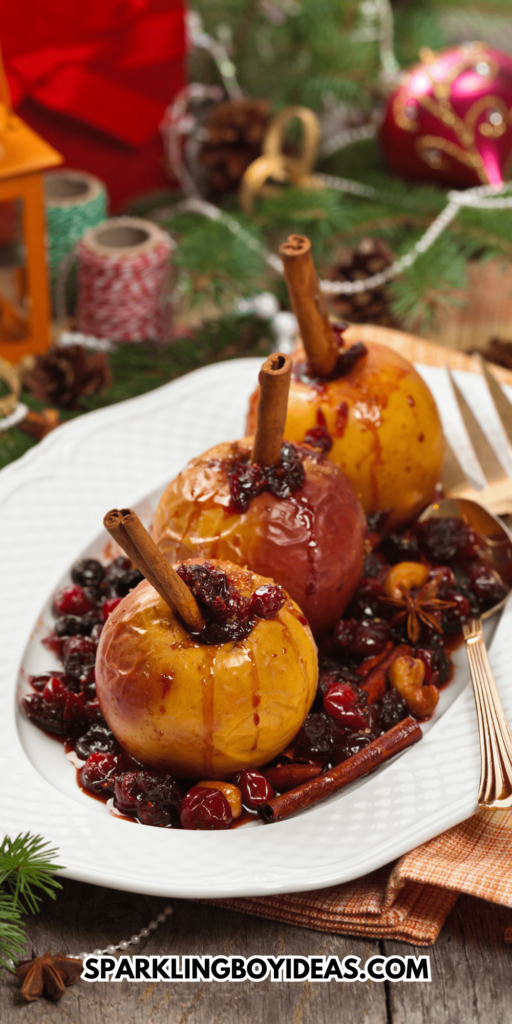 baked apples with cinnamon and honey perfect for Christmas desserts or thanksgiving desserts