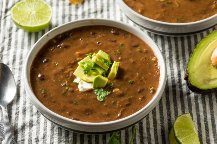 Easy vegan black bean soup recipe from scratch that can be a perfect weeknight dinner or winter soup recipe or fall recipe
