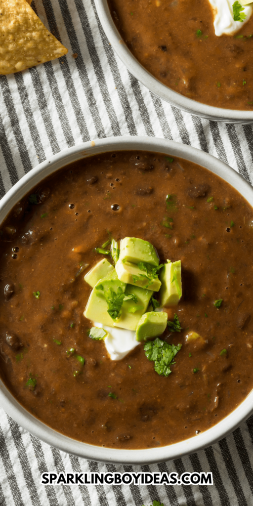 Easy vegan black bean soup recipe from scratch that can be perfect for weeknight dinners or a winter soup recipe or a fall soup