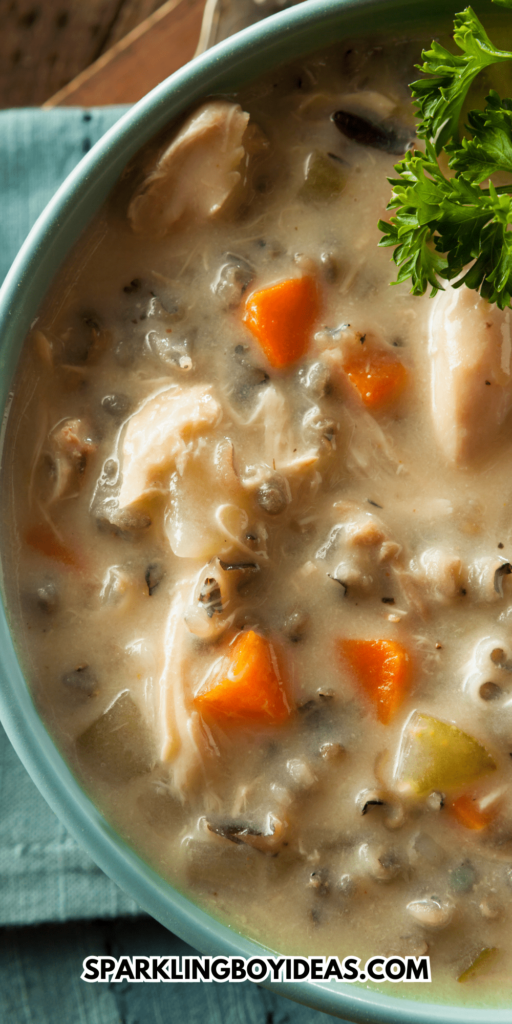 Easy slow cooker creamy crockpot chicken and wild rice soup recipe chicken soup recipes fall soup recipes winter soup recipes fall recipe winter recipe dinner recipes weeknight dinners wild rice soup