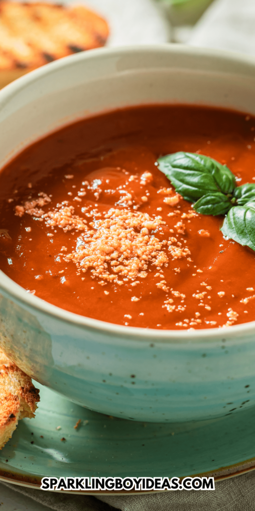 Easy homemade roasted creamy tomato basil soup recipe with fresh tomatoes homemade soup recipes winter soup recipes homemade recipes comfort soup recipes