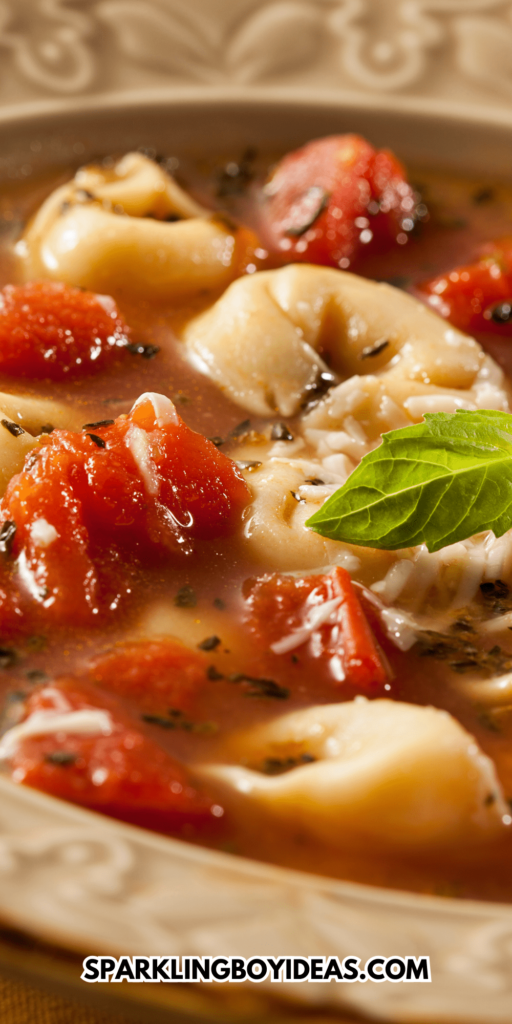 easy vegetarian crockpot tortellini soup recipe perfect for fall dinners or weeknight dinners