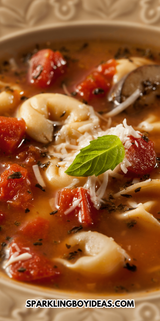 easy vegetarian crockpot tortellini soup recipe perfect for fall dinners or weeknight dinners