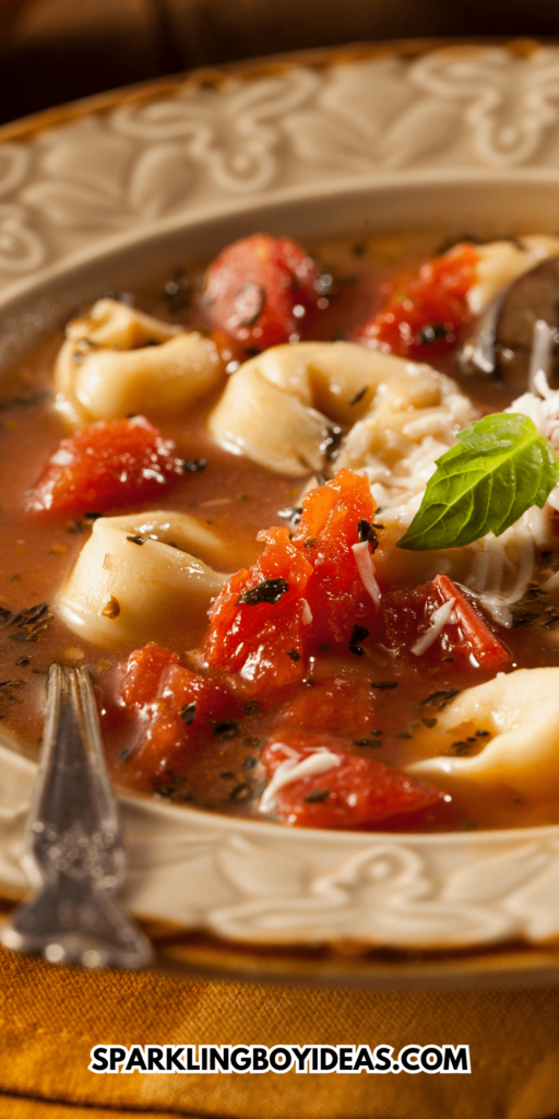 easy vegetarian crockpot tortellini soup recipe perfect for fall dinners or weeknight dinners