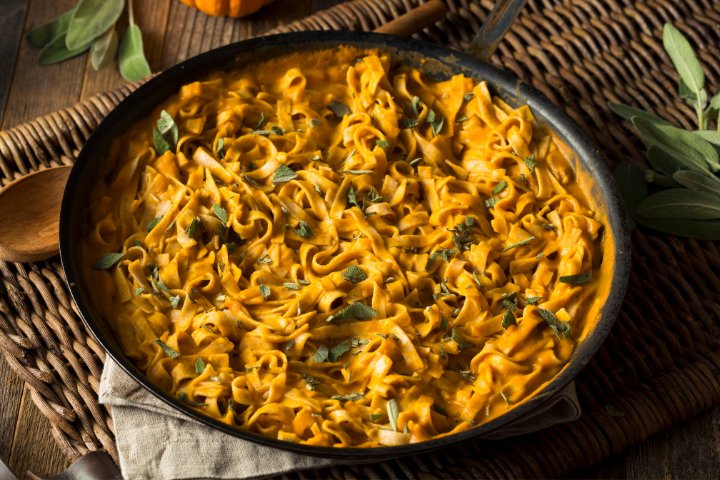 easy sage butter creamy pumpkin sage pasta for fall dinner or comfort dinners