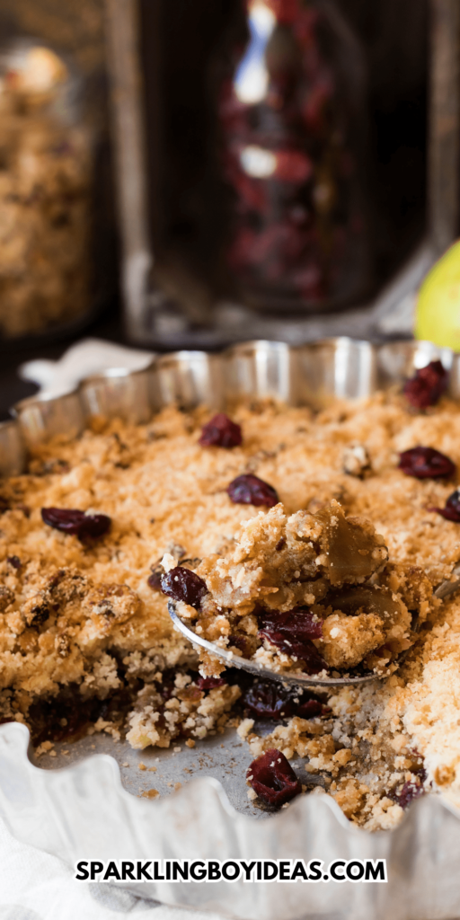 easy cranberry apple crumble with oats is a perfect fall and Thanksgiving dessert