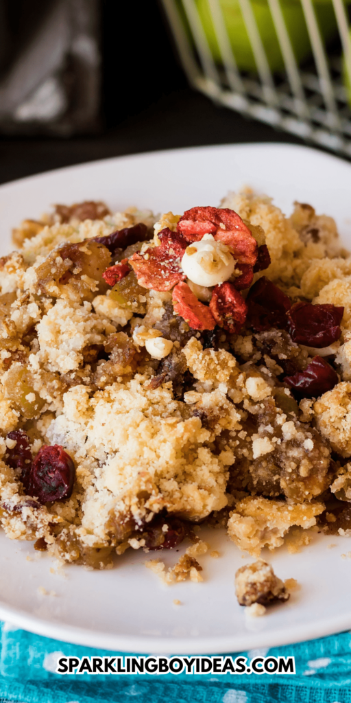 easy cranberry apple crumble with oats is a perfect fall and Thanksgiving dessert