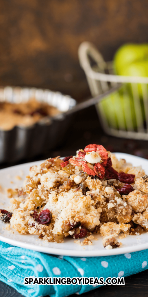 easy cranberry apple crumble with oats is a perfect fall and Thanksgiving dessert