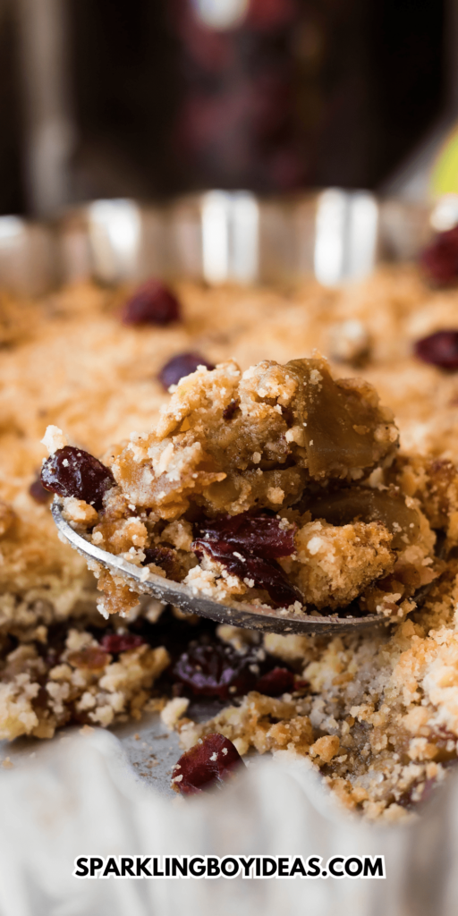 Apple crumble with dried cranberries