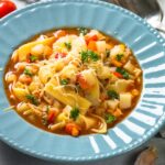 best easy vegetarian crockpot minestrone soup for comforting fall dinners or weeknight dinners