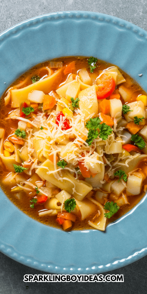 best easy vegetarian crockpot minestrone soup for comforting fall dinners or weeknight dinners