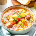 homemade creamy italian vegetable soup with sausage perfect for fall dinners or weeknight dinners