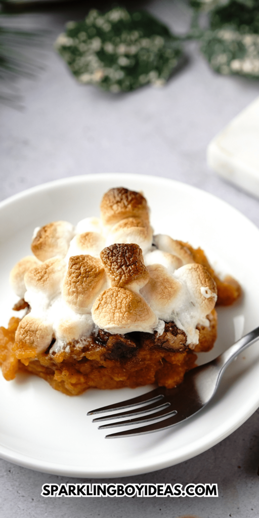 easy mashed sweet potato casserole with marshmallows recipe is a perfect Thanksgiving and Christmas side dish