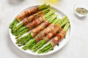 easy bacon wrapped asparagus in oven is a perfect holiday appetizer or side dish