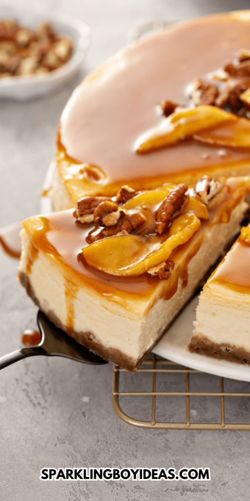 easy caramel apple cheesecake recipe is perfect fall and thanksgiving dessert