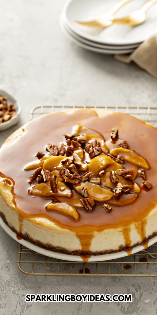 easy caramel apple cheesecake recipe is perfect fall and thanksgiving dessert