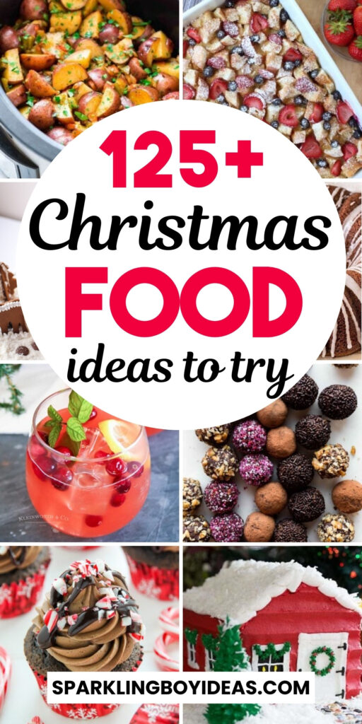 Christmas dinner table spread with a variety of festive foods, perfect for family and party ideas.