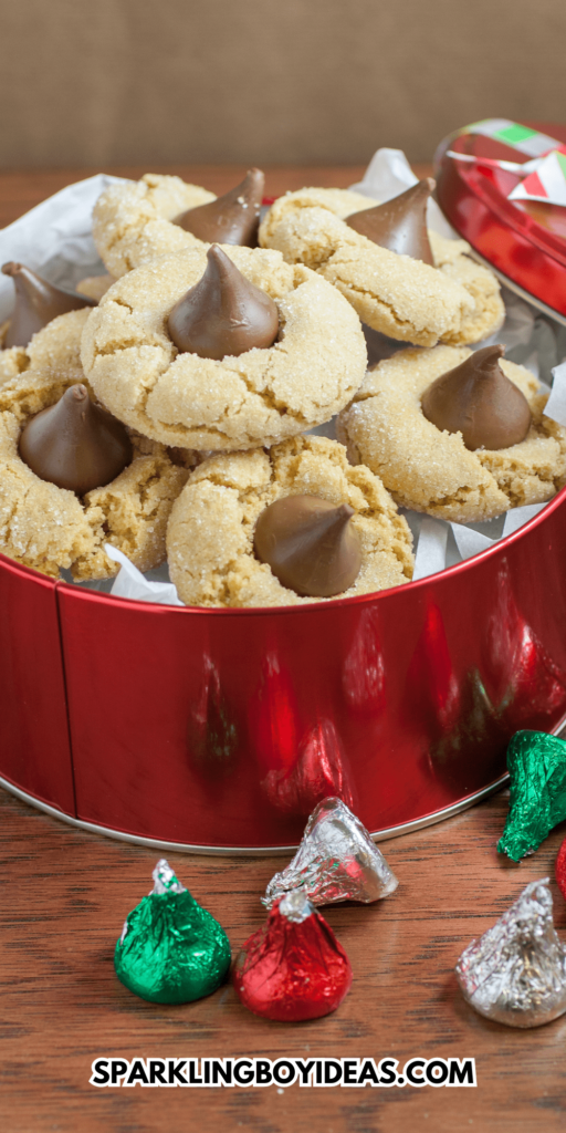 easy Christmas peanut butter blossom cookies are perfect Christmas treats and desserts and also perfect for Christmas gift ideas