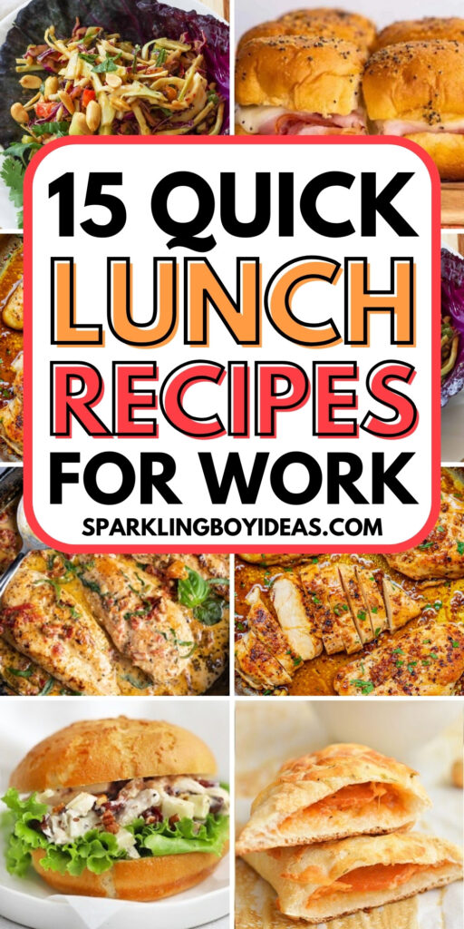 A colorful spread of various lunch recipes including healthy salads, sandwiches, and meal prep ideas.
