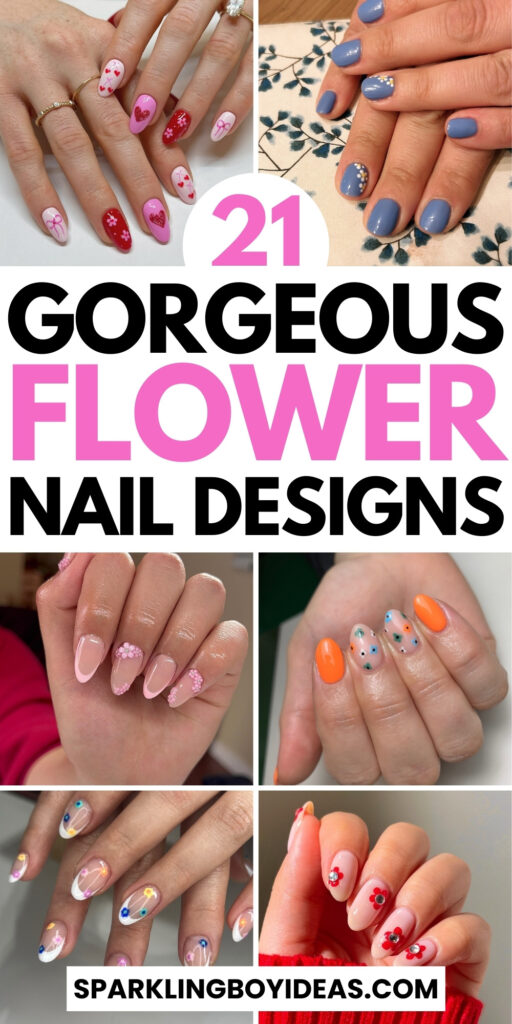 Captivating 3D flower nail art with intricate daisy and rose designs, adorned with beautiful floral nail stickers, creating stunning acrylic flower nails.