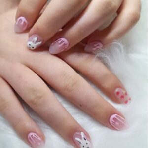 19 Cute Trendy Bunny Nails - Sparkling Boy Ideas