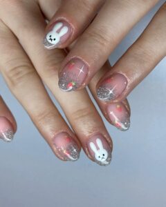 19 Cute Trendy Bunny Nails - Sparkling Boy Ideas