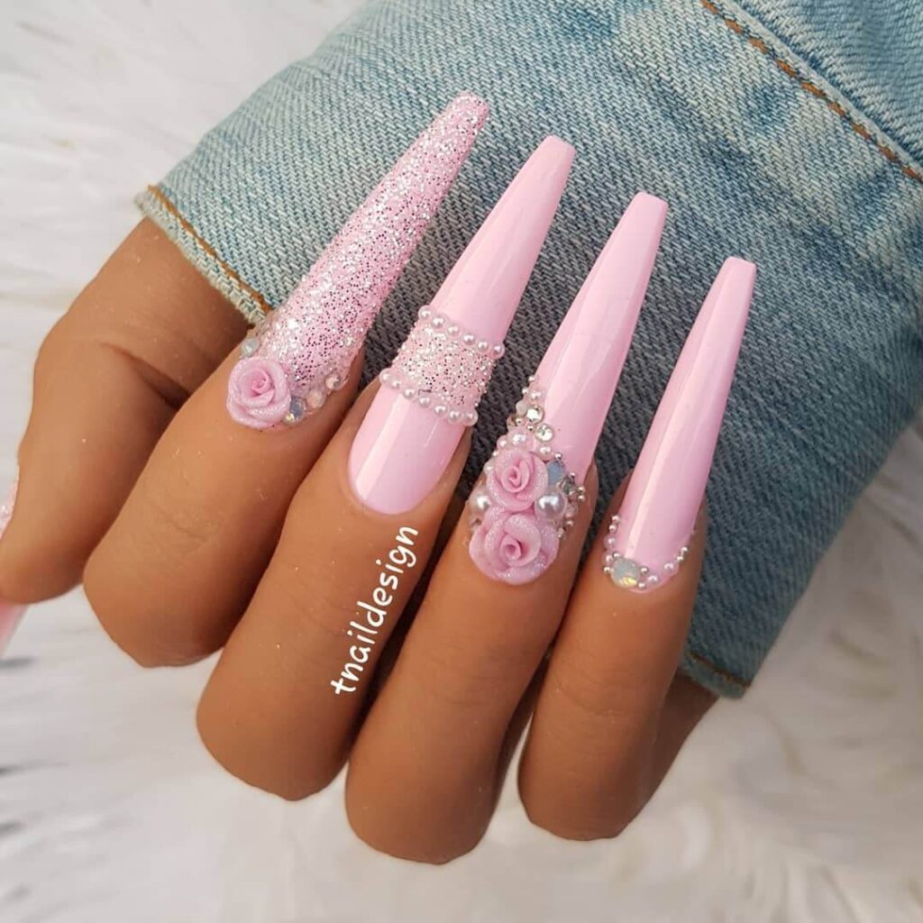 Close-up of candy nails featuring candy cane designs, lollipop nails, and candy corn nails with vibrant colors and intricate patterns.