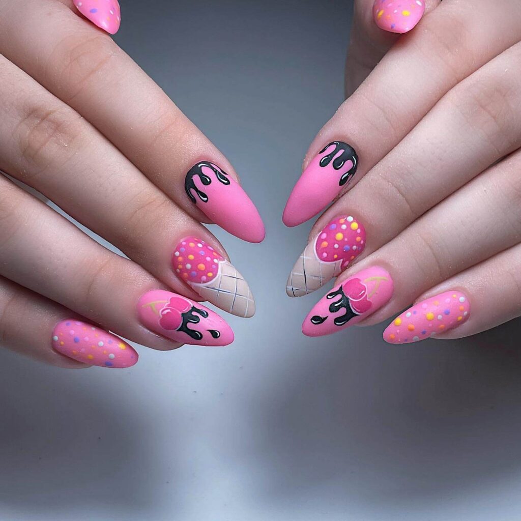 A collection of ice cream nails featuring gelato nails, beach nails, and trending summer nail colors in vibrant, sweet designs.