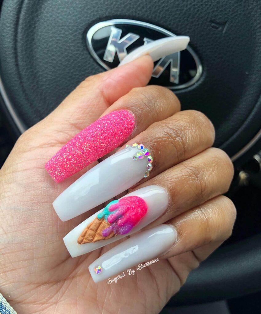 A collection of ice cream nails featuring gelato nails, beach nails, and trending summer nail colors in vibrant, sweet designs.