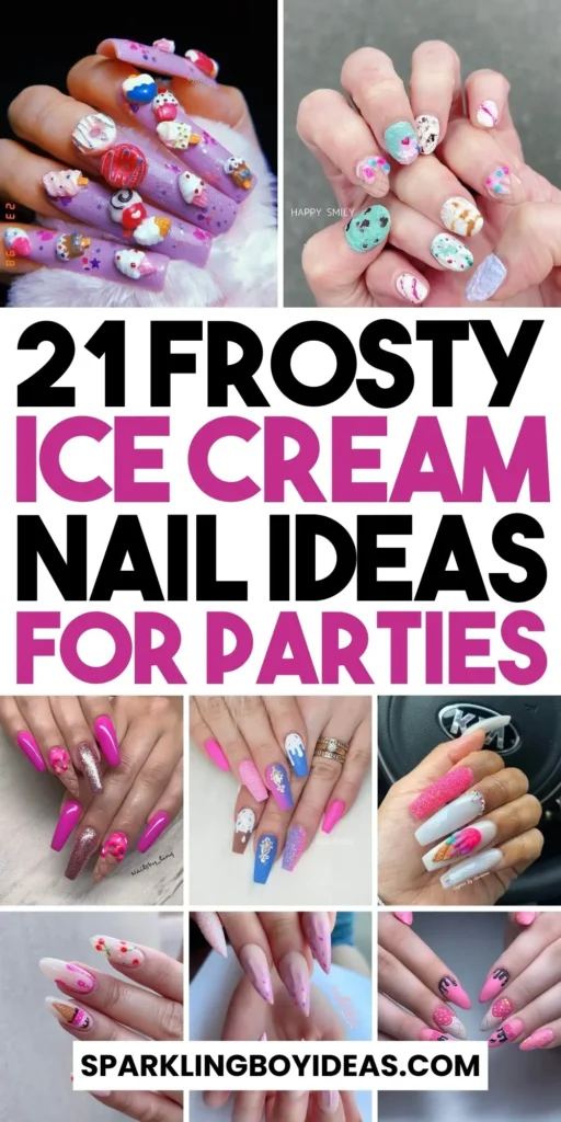 A collection of ice cream nails featuring gelato nails, beach nails, and trending summer nail colors in vibrant, sweet designs.