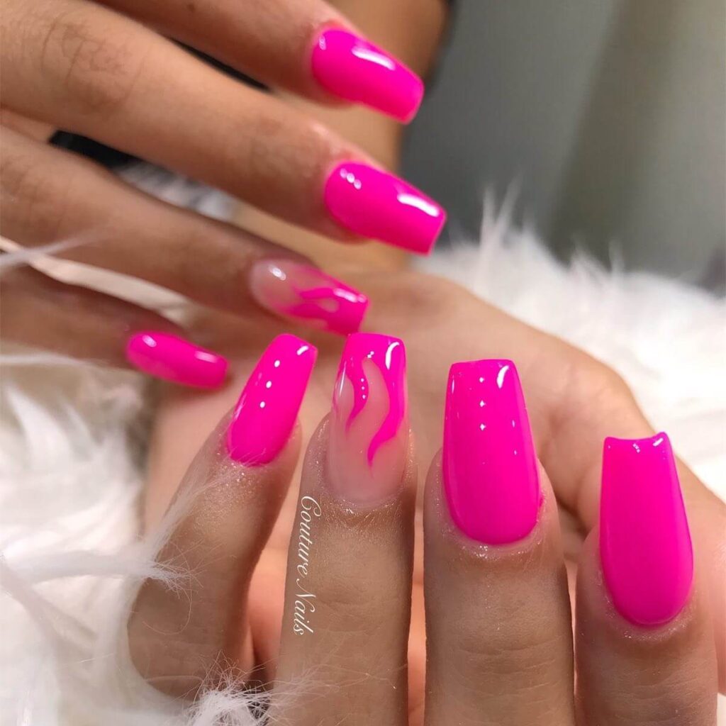 Bright and vibrant neon summer nails with trendy summer nail designs.