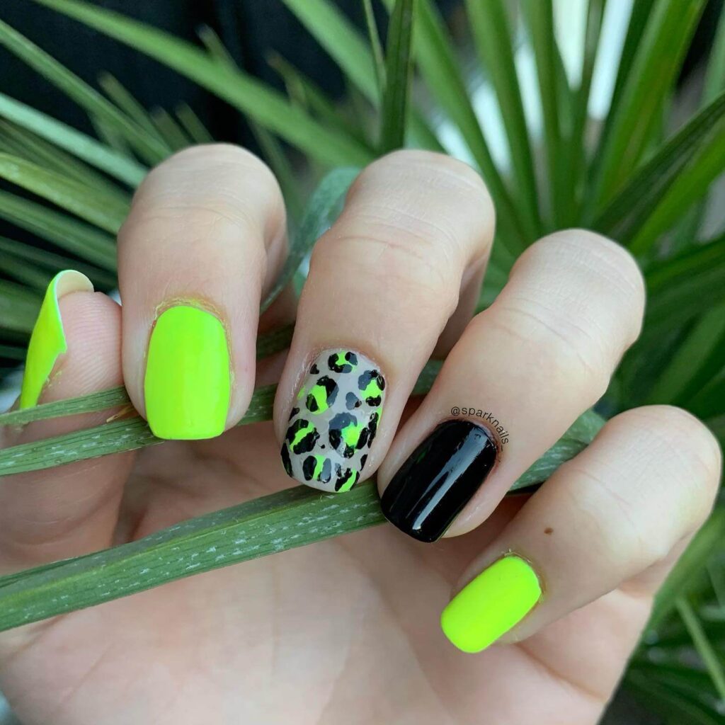 Bright and vibrant neon summer nails with trendy summer nail designs.