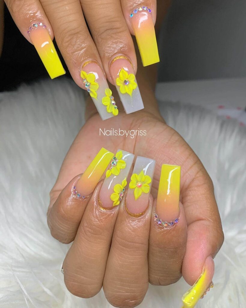 Bright and vibrant neon summer nails with trendy summer nail designs.