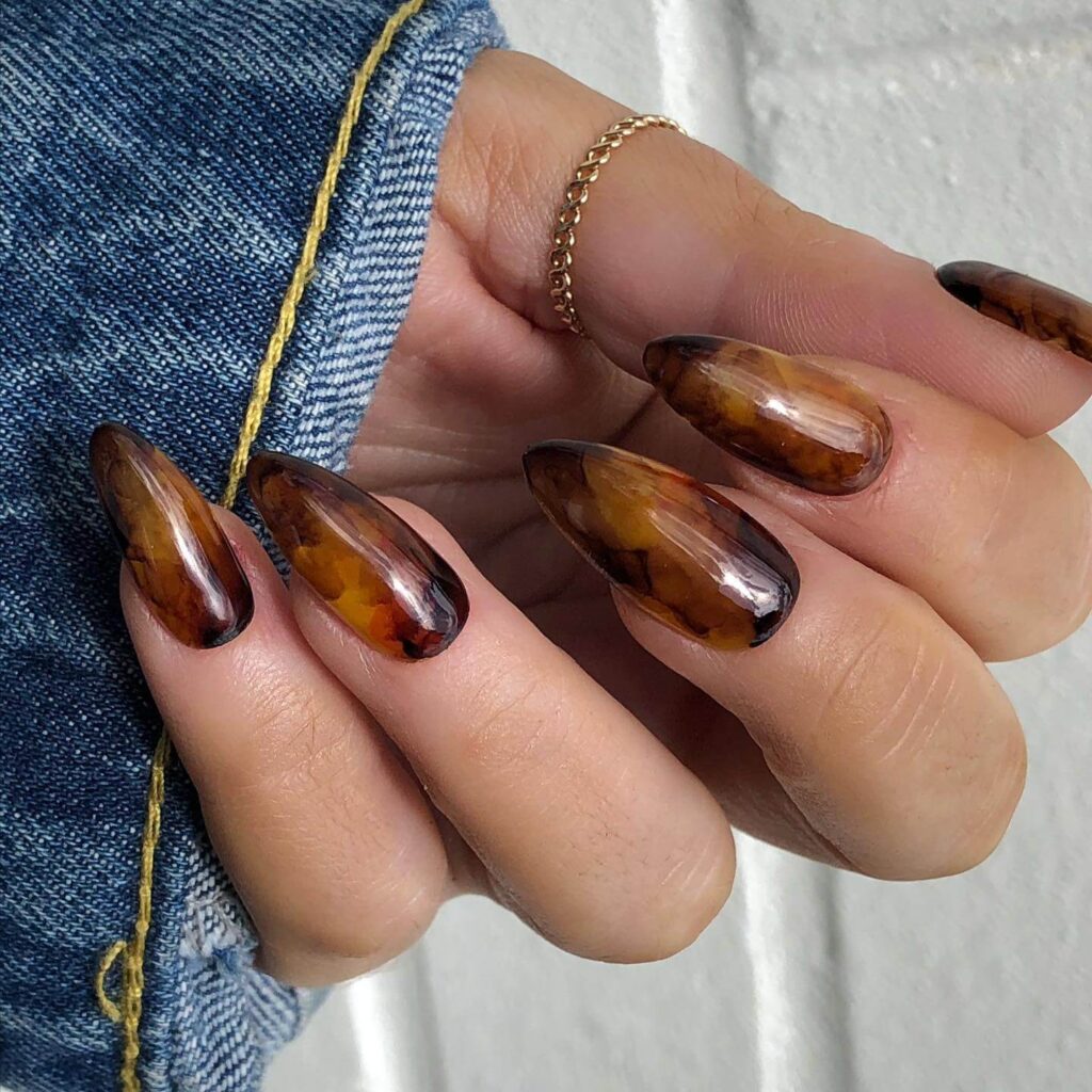 Explore the world of amber nails with creative amber nail art ideas, from amber gel nails to amber acrylic nails and more. Get inspired for your next manicure.