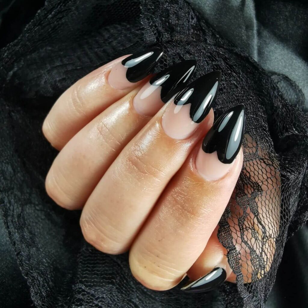 dark nails featuring burgundy, black ombre, and fall nail designs.