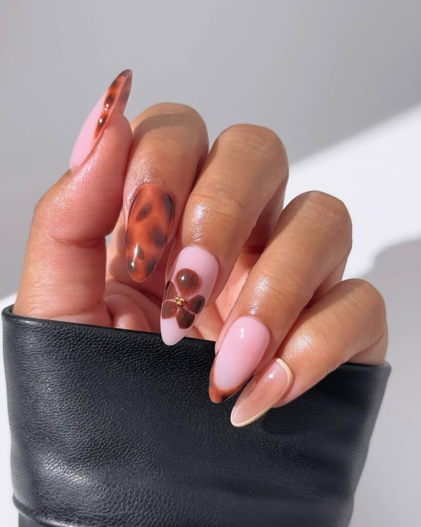 Chic fall french tip nails featuring warm, autumn-inspired colors with elegant, minimalist designs.