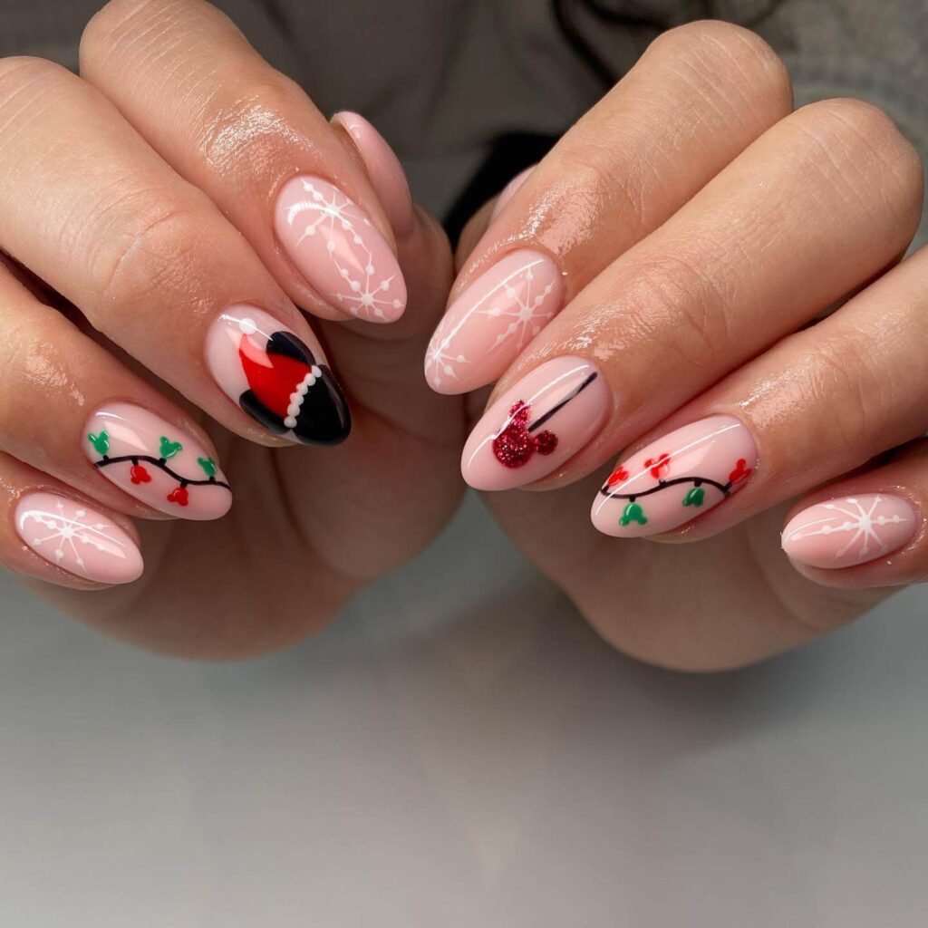 Christmas nail designs featuring snowflakes, reindeer nails, and Christmas tree nail art, perfect for the holiday season.