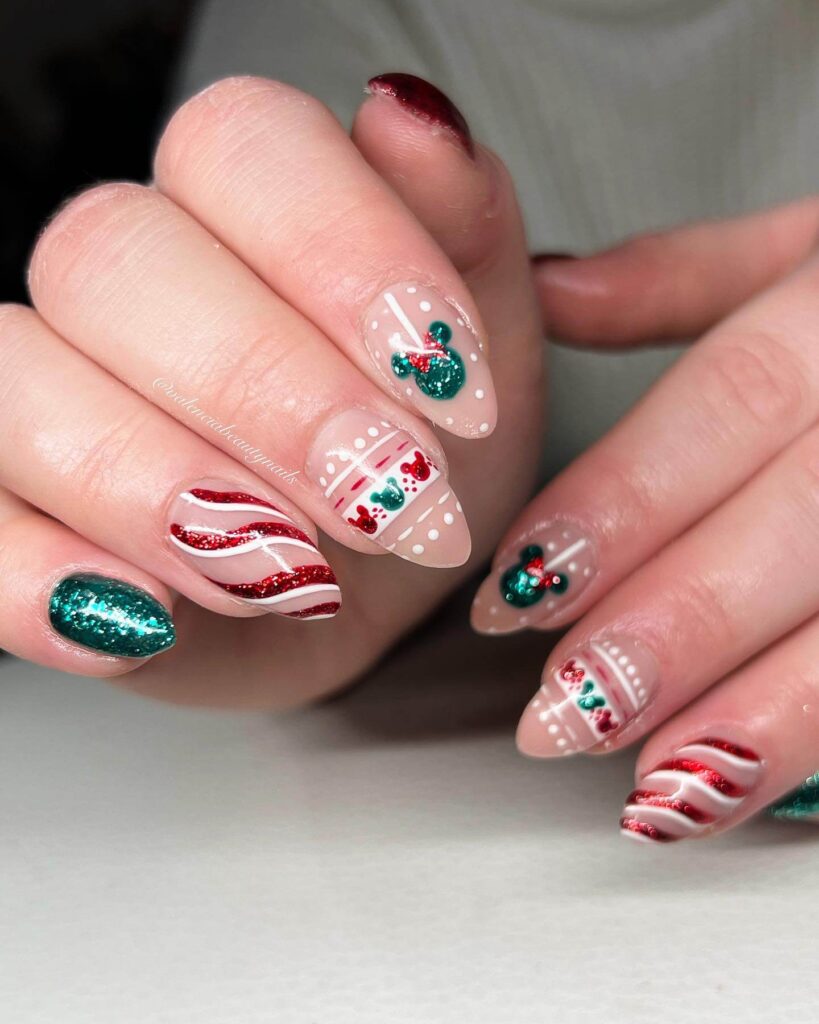 Christmas nail designs featuring snowflakes, reindeer nails, and Christmas tree nail art, perfect for the holiday season.