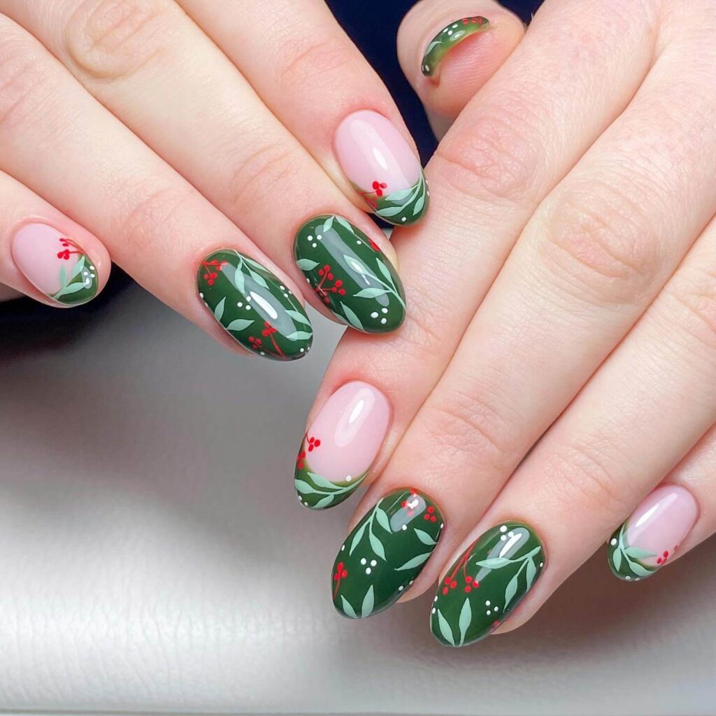 Christmas nail designs featuring snowflakes, reindeer nails, and Christmas tree nail art, perfect for the holiday season.