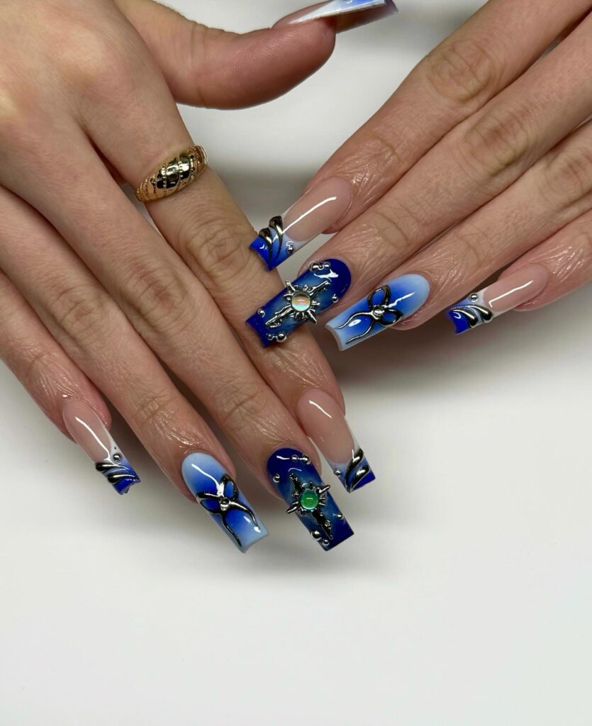 Shine with Swarovski nails! From subtle nude designs to bold blue and pink rhinestones, explore dazzling nail art perfect for every occasion and style.