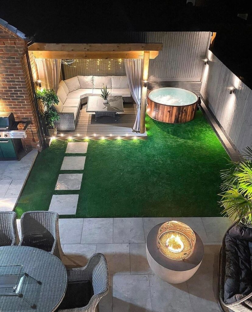 Backyard ideas with stylish landscaping featuring sloped yard solutions, no-grass designs, and modern patio layouts.
