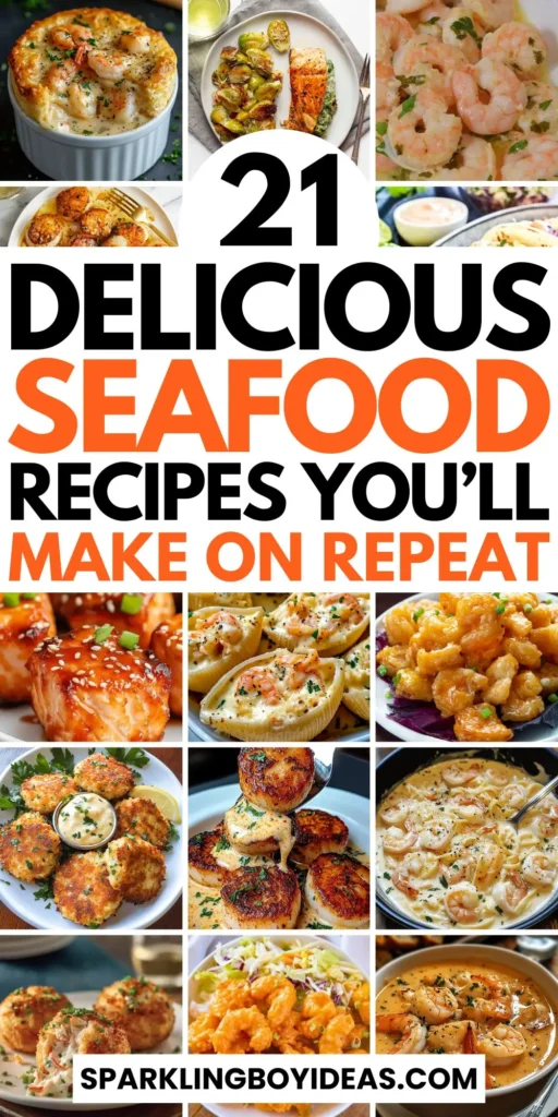 Seafood recipes featuring salmon shrimp and scallops for dinner 